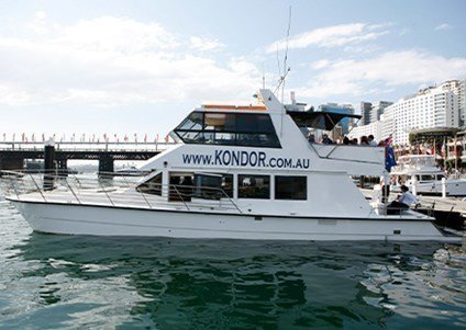 Private catamaran boat hire in Sydney offering fantastic views, an outdoor dining area, suitable for hosting any kind of harbour event.