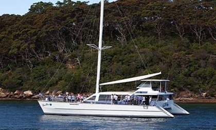 Stylish boat charter on Sydney Harbour offering a comfortable and spacious lounge spaces.