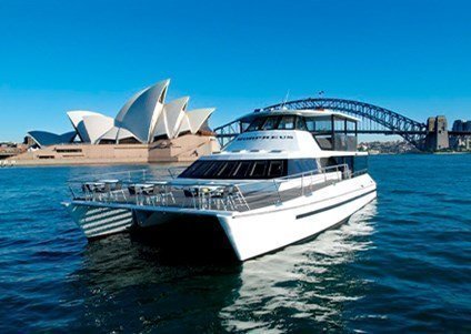 Hire a multilevel party boat for office events with views of the Opera House & the Harbour Bridge