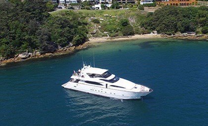 Hire a Versace-styled deluxe motor yacht for comfortable cruising thanks to sun lounges, large decks