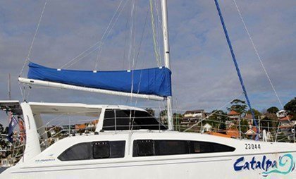 Catamaran boat hire on Sydney Harbour offering a spacious dining saloon, quality sound system and more