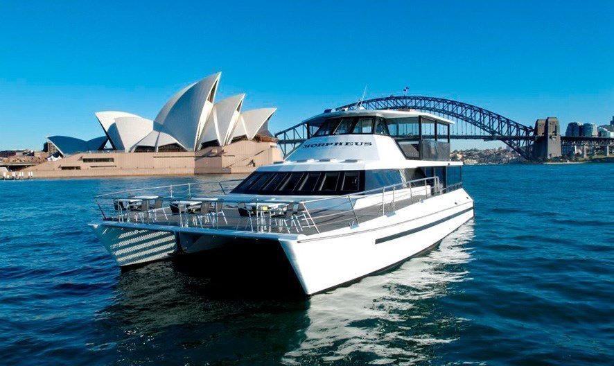 Hire a multilevel party boat for office events with views of the Opera House & the Harbour Bridge
