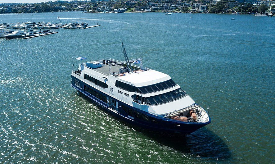 The Cadman is a party boat on Sydney Harbour with two restauarnt decks, two bars and a sun deck.