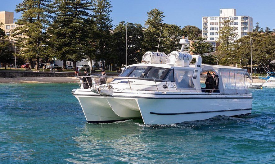 Catamaran boat charter on Sydney Harbour with tropical vibes